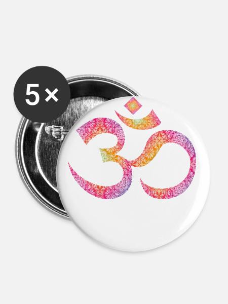 OM Mandala - Buttons groß 56 mm (5er Pack) - Weiß