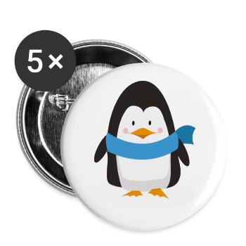 Pingouin mignon - motif mignon - cadeau pour enfants - Lot de 5 grands badges (56 mm) - blanc - Devant