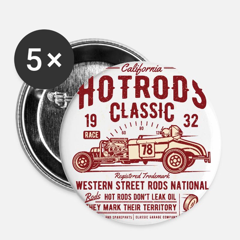 Hot Rods Race Classic 2 - Buttons large 2.2''/56 mm (5-pack) - white
