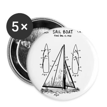 Segeln, Segelboot, Segler Skipper Geschenk - Buttons groß 56 mm (5er Pack) - Weiß - Vorne