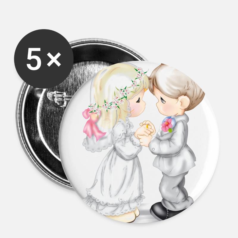 Wedding - Buttons large 2.2''/56 mm (5-pack) - white