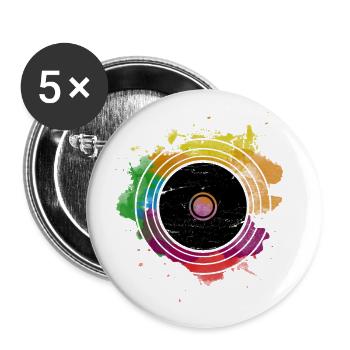 Enregistrement VINYL - Lot de 5 grands badges (56 mm) - blanc - Devant