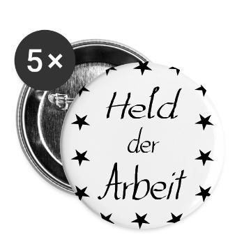 Held der Arbeit - Buttons groß 56 mm (5er Pack) - Weiß - Vorne