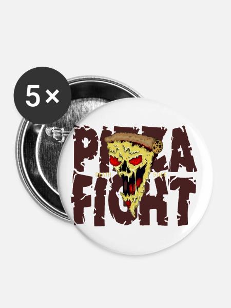 Pizza Fight - Buttons groß 56 mm (5er Pack) - Weiß