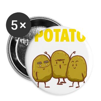 Kartoffel Team - Freunde - Potato - Freundschaft - Buttons groß 56 mm (5er Pack) - Weiß - Vorne