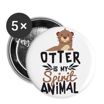 Otter ist mein Geist-Tier-niedliches T-Shirt - Buttons groß 56 mm (5er Pack) - Weiß - Vorne