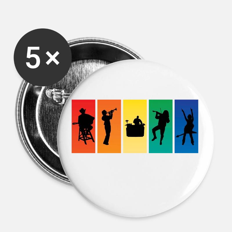 Musiker - Buttons groß 56 mm (5er Pack) - Weiß