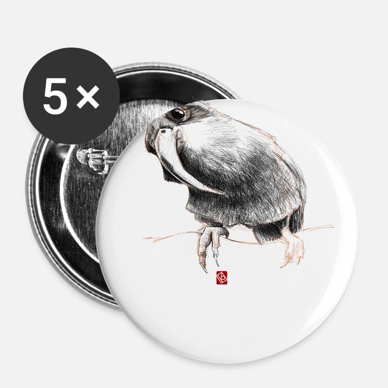 Sketchy Peroquet - Buttons large 2.2''/56 mm (5-pack) - white