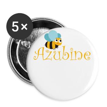 AZUBI Azubine, Azubiene Geschenk T-Shirt - Buttons groß 56 mm (5er Pack) - Weiß - Vorne