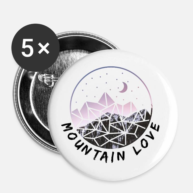 Mountain Love - Mountain & Summiteer Design - Buttons large 2.2''/56 mm (5-pack) - white
