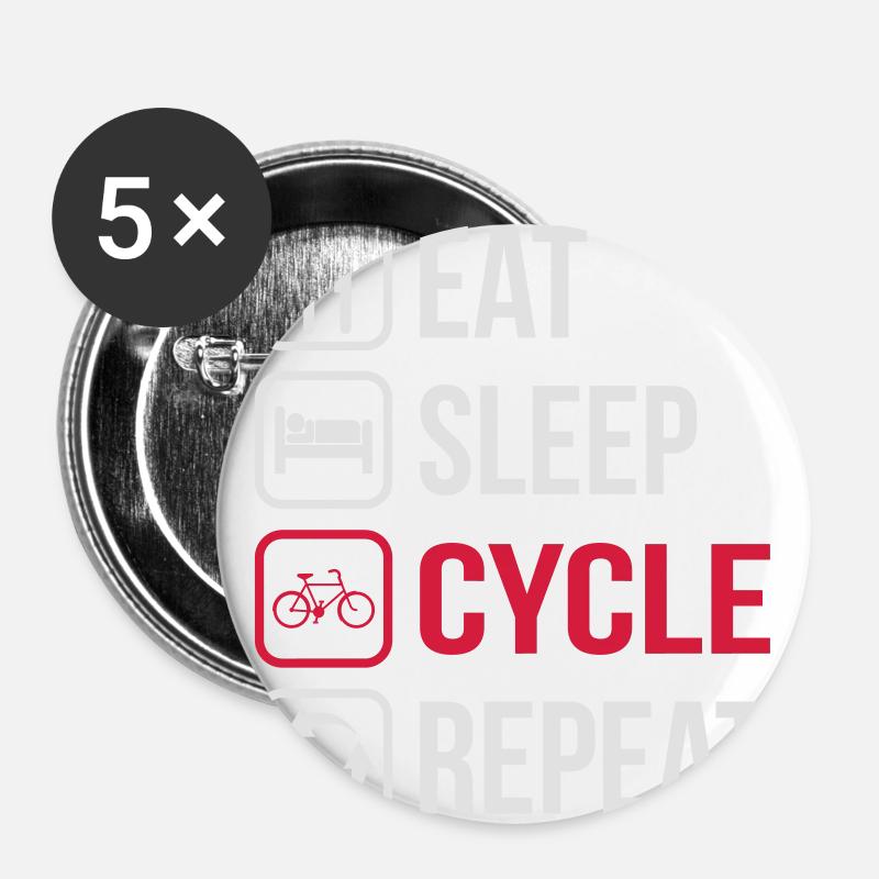 Eat Sleep Cycle Repeat - Buttons large 2.2''/56 mm (5-pack) - white