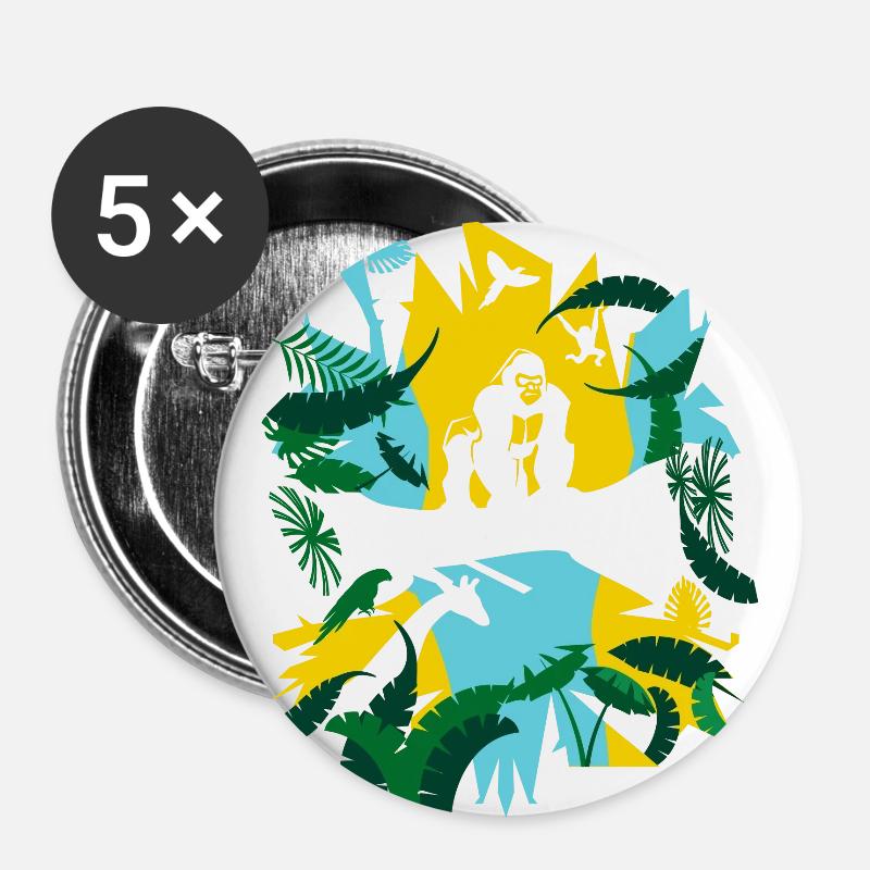 Jungle gorilla - Buttons large 2.2''/56 mm (5-pack) - white