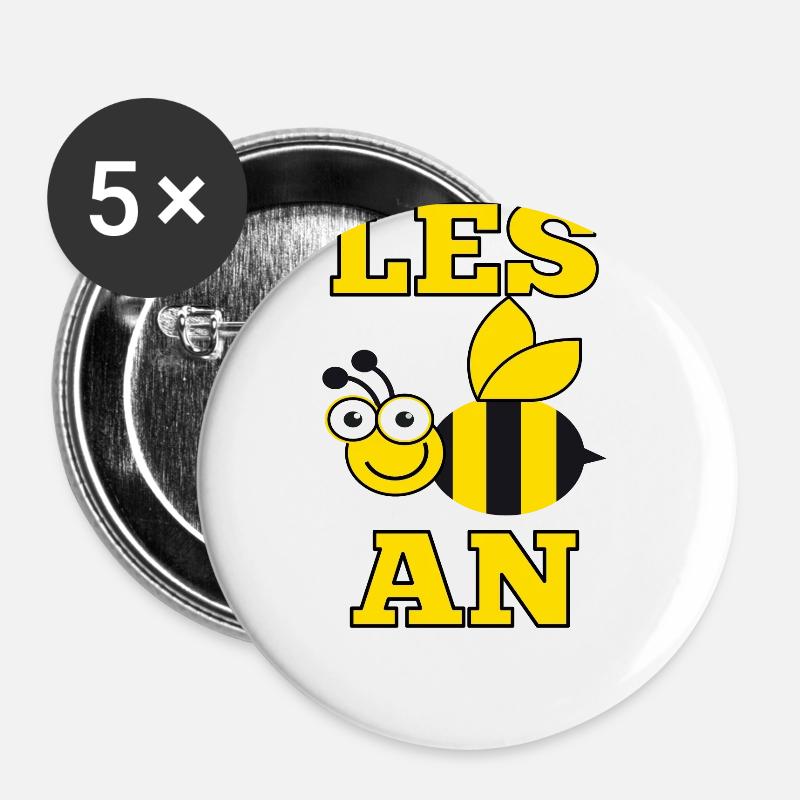 Lesbian Lesbeean Les Bee at Gay Pride - Buttons large 2.2''/56 mm (5-pack) - white