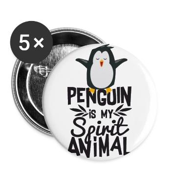Cute Penguin is My Spirit Animal T-shirt - Buttons large 2.2''/56 mm (5-pack) - white - Front