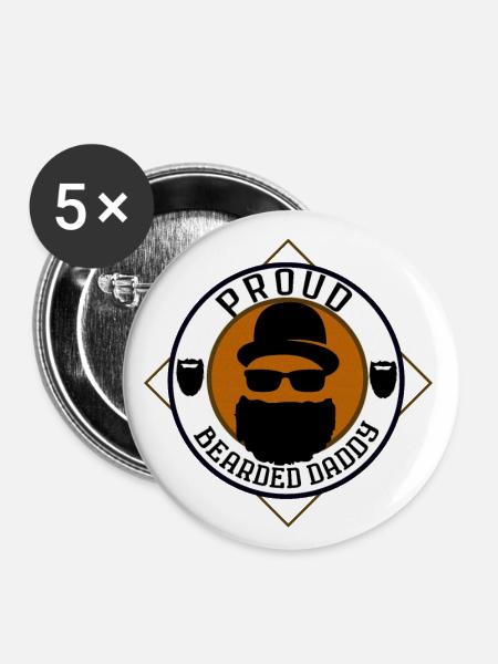 Stolzer bärtiger Vati - Buttons groß 56 mm (5er Pack) - Weiß