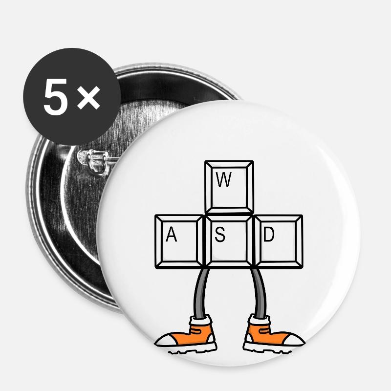 I WALK WITH WASD - Walking - Running - Buttons large 2.2''/56 mm (5-pack) - white