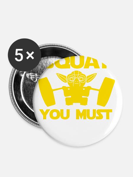 Fitness Gym - Buttons groß 56 mm (5er Pack) - Weiß