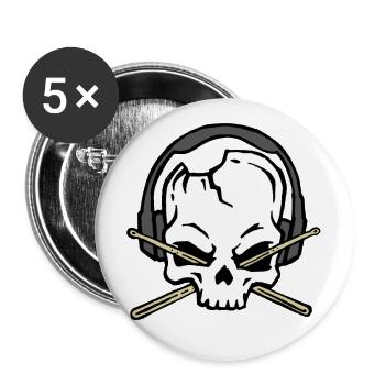 Drummer Baguettes Band Loud Metal Rock cadeau - Lot de 5 grands badges (56 mm) - blanc - Devant