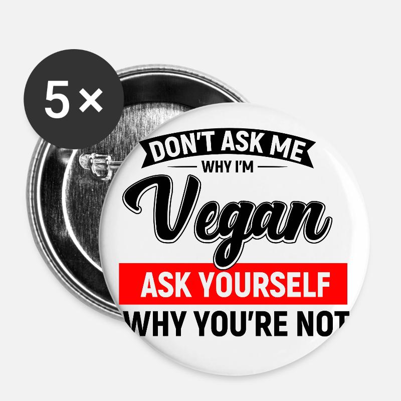 vegan - Buttons large 2.2''/56 mm (5-pack) - white