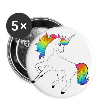 Einhorn - Buttons groß 56 mm (5er Pack) - Weiß - Vorne