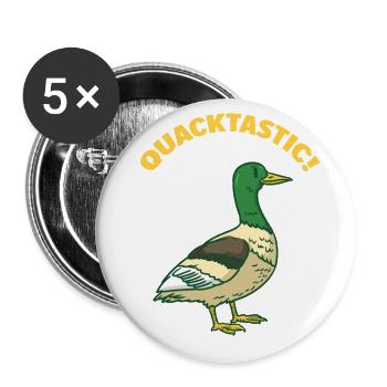 Quack - Quacktastic! Ente - Wildente - Buttons groß 56 mm (5er Pack) - Weiß - Vorne