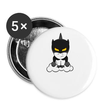 Einhorn Fledermaus Geschenk - Buttons groß 56 mm (5er Pack) - Weiß - Vorne