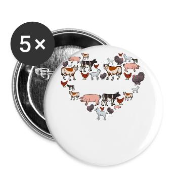 Cadeau végétarien / végétalien - Lot de 5 grands badges (56 mm) - blanc - Devant