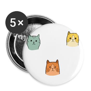 Crazy Cat Type Cat lover Cat Meow - Buttons large 2.2''/56 mm (5-pack) - white - Front