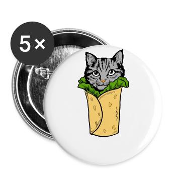 Cat Burrito Meow Cat lover cat lover - Buttons large 2.2''/56 mm (5-pack) - white - Front