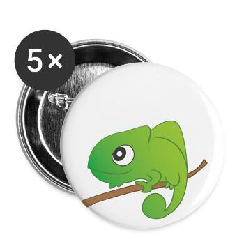 Reptil - Chamäleon - Chamäleons - Geschenk - Buttons groß 56 mm (5er Pack) - Weiß - Vorne