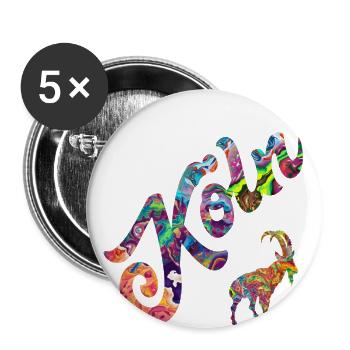 Geissbock Hennes Köln - Buttons groß 56 mm (5er Pack) - Weiß - Vorne