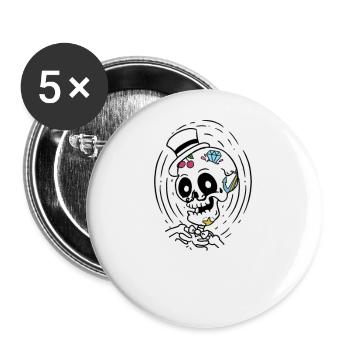 Motif de tatouage - Tatooed Gentleman - Encre tatouée - Lot de 5 grands badges (56 mm) - blanc - Devant