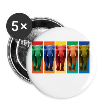 Elephants - Pop Art - Buttons large 2.2''/56 mm (5-pack) - white - Front