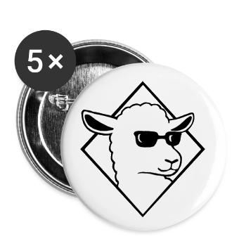 Cooles Schaf mit Sonnenbrille Mäh Wolle - Buttons groß 56 mm (5er Pack) - Weiß - Vorne