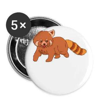 Süßer Katzenbär Roter Panda Red Panda - Buttons groß 56 mm (5er Pack) - Weiß - Vorne