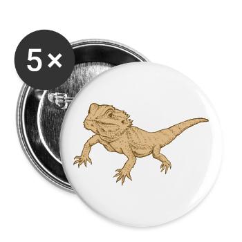 Dragon grillé reptile lézard Gecko alimentaire griller - Lot de 5 grands badges (56 mm) - blanc - Devant