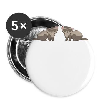 Frettchenfreund - Frettchen - Lustig - Geschenk - Buttons groß 56 mm (5er Pack) - Weiß - Vorne