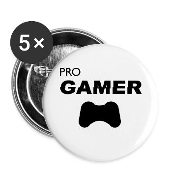 Pro Gamer Shirt Noir - Lot de 5 grands badges (56 mm) - blanc - Devant