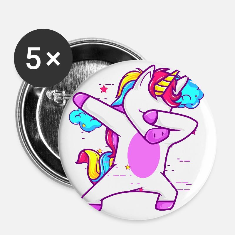 Cute Dabbing Unicorn - Funny Gift - Buttons large 2.2''/56 mm (5-pack) - white