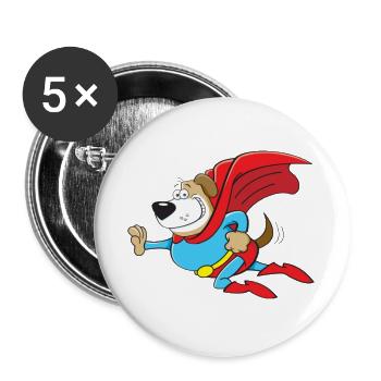 Super-héros T-shirt chien cadeau Superpower - Lot de 5 grands badges (56 mm) - blanc - Devant