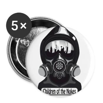 Masque à gaz - Lot de 5 grands badges (56 mm) - blanc - Devant