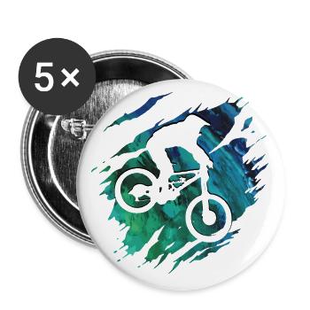VTT - Mountainbiker Downhill cadeau - Lot de 5 grands badges (56 mm) - blanc - Devant