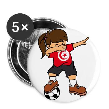 Tunesien-Fußball, der Mädchen-tunesischen Fußball abtupft - Buttons groß 56 mm (5er Pack) - Weiß - Vorne