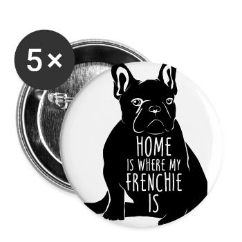 Bouledogue français - Lot de 5 grands badges (56 mm) - blanc - Devant