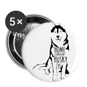 Husky - Buttons groß 56 mm (5er Pack) - Weiß - Vorne