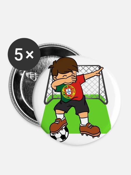 Portugal-Fußball-Ball, der Kind-Portugiese abtupft - Buttons groß 56 mm (5er Pack) - Weiß