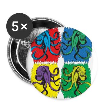 Octopus Pop Art - Buttons large 2.2''/56 mm (5-pack) - white - Front