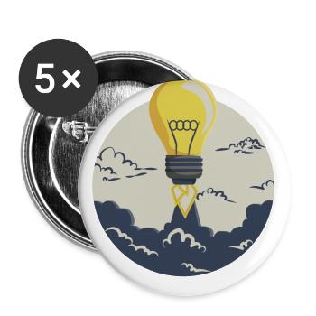 Glühbirne Rakete, für Entrepreneure und Startups - Buttons groß 56 mm (5er Pack) - Weiß - Vorne