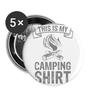 Camping Zelt Wohnwagen Lagerfeuer Geschenk - Buttons groß 56 mm (5er Pack) - Weiß - Vorne