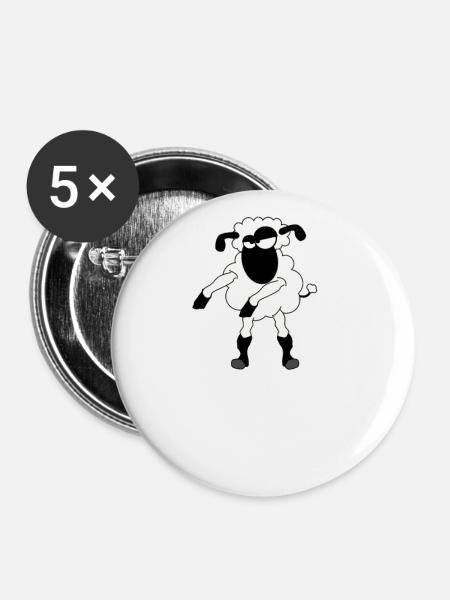Floss Dance Move Schafe - Buttons groß 56 mm (5er Pack) - Weiß